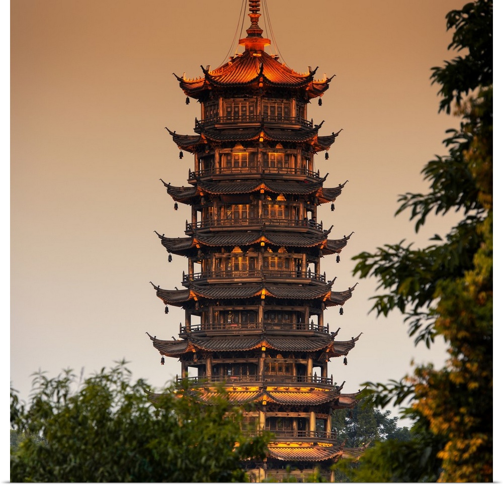 Pagoda at dusk, China 10MKm2 Collection.
