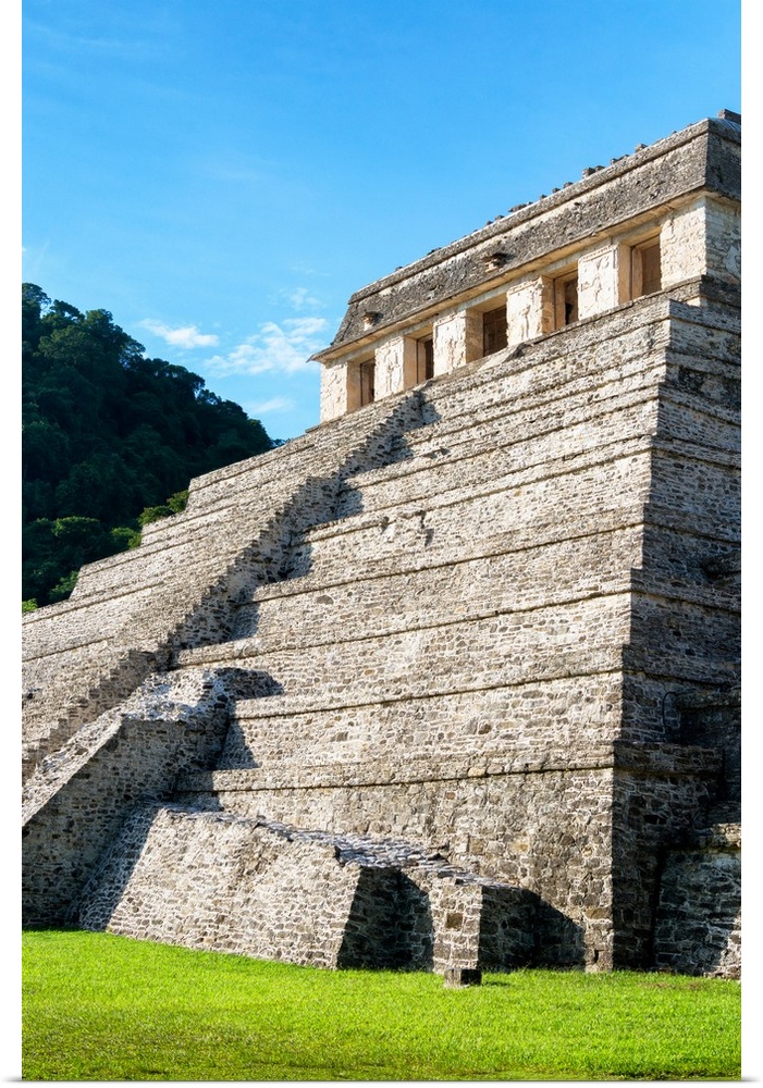 Photograph of Palenque, Temple of Inscriptions at Mayan archaeological site, Mexico. From the Viva Mexico Collection.
