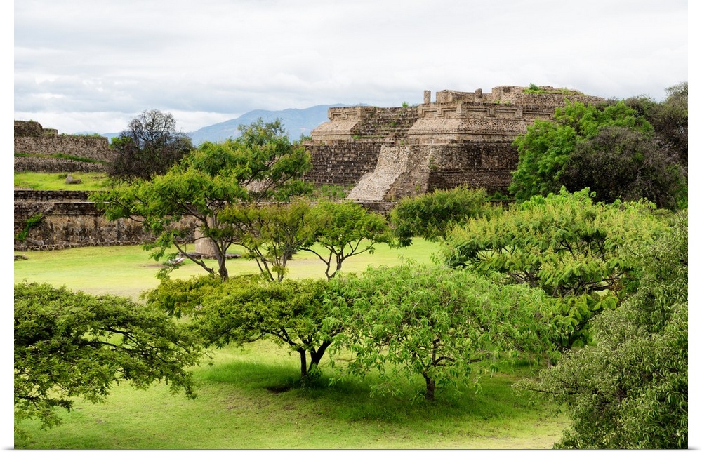 Photograph of ancient pyramids at Monte Alban archaeological site in Oaxaca, Mexico. From the Viva Mexico Collection.