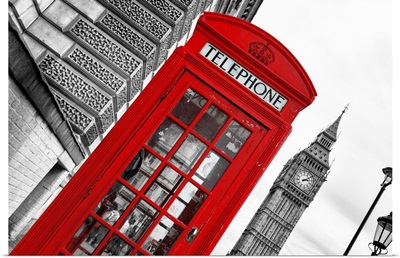 Red Phone Booth in London with Big Ben