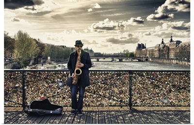 Saxophonist on Le Pont des Arts, Paris