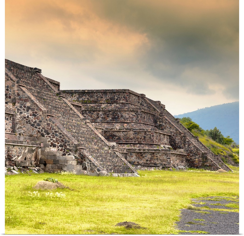 Square photograph of the Teotihuacan Pyramids, Mexico. From the Viva Mexico Square Collection.