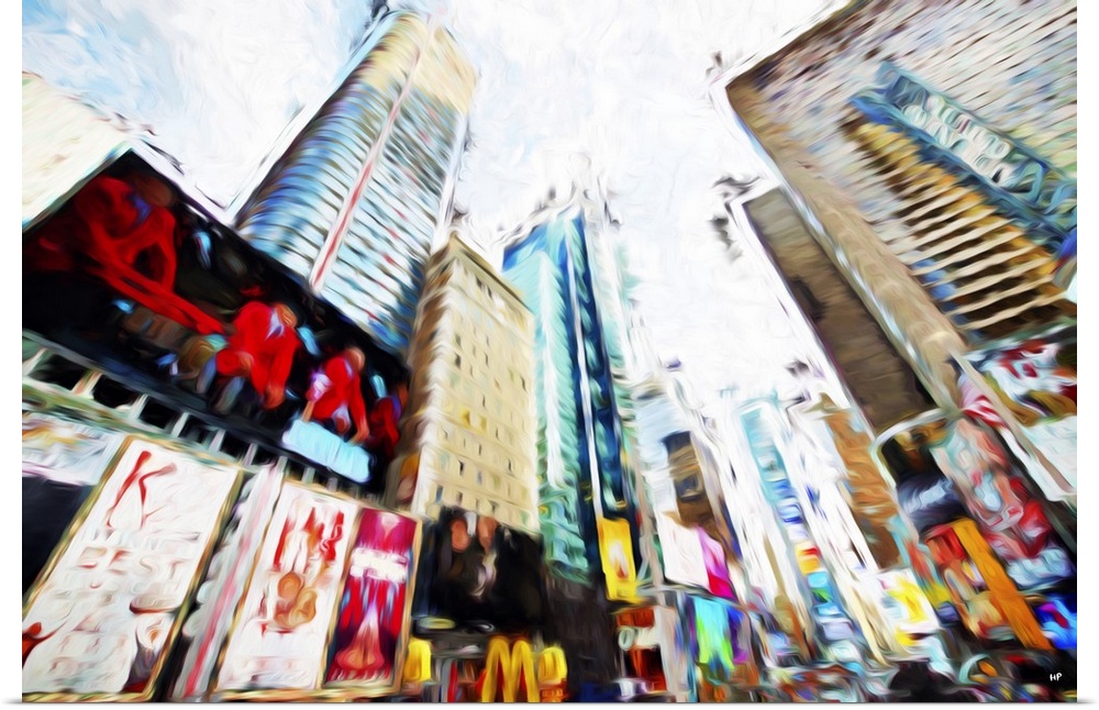 Photograph with a painterly effect of Manhattan, New York city.