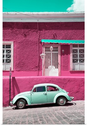 VW Beetle Car and Deep pink Wall