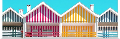 Welcome to Portugal Panoramic Collection - Four Houses of Striped Colors