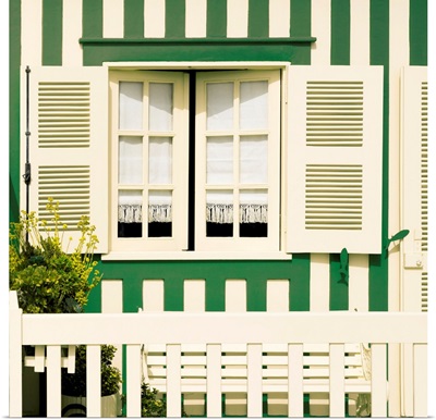 Welcome to Portugal Square Collection - Tradional Green Striped Window