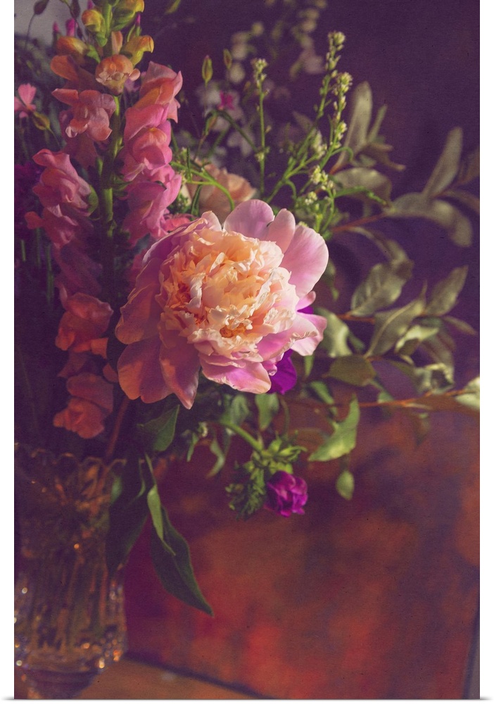 Still life with peony and snap dragons.