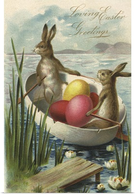 Rabbits row an Eggshell Boat