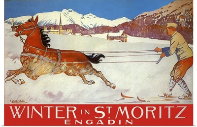 Skiing with Horse, Switzerland