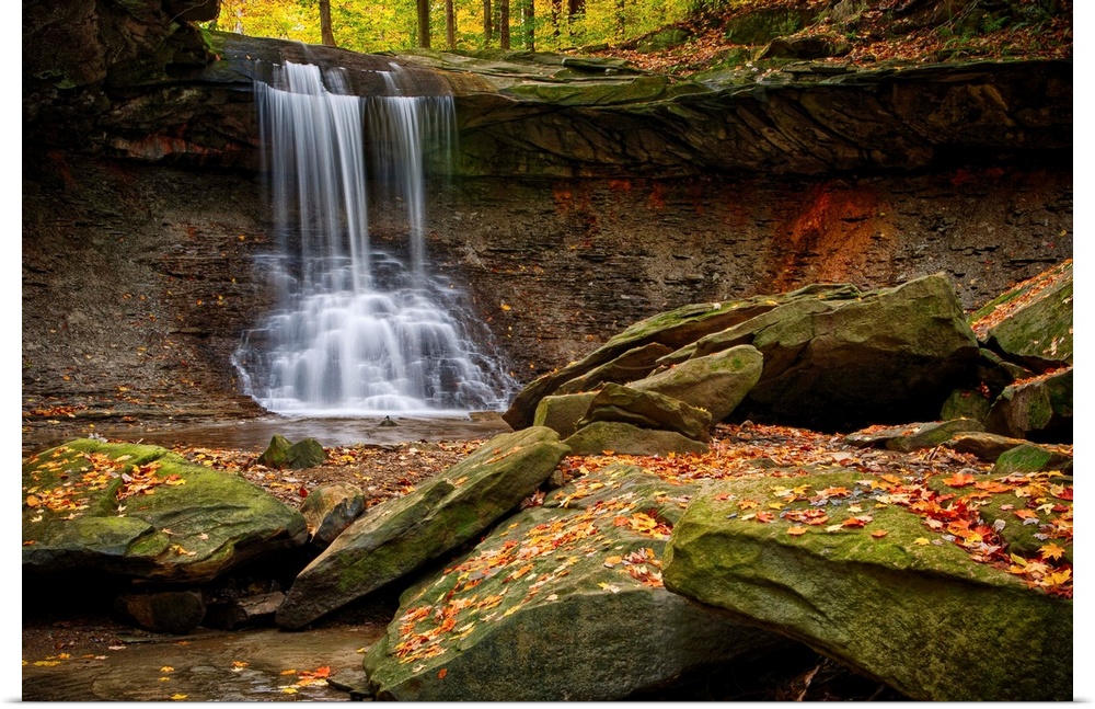 Waterfall in the forest at Cuyahoga Valley National Park, Ohio.