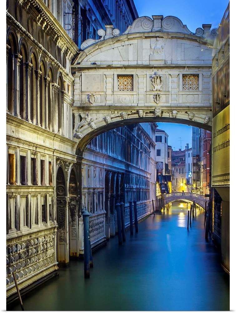 Early morning in Venice, the canal under the Bridge of Sighs.