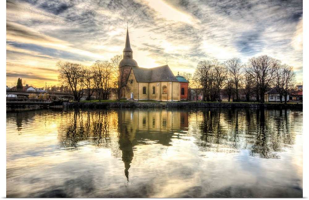 Fors Kyrka (Fors Church) under a dramatic cloudscape, Eskilstuna, Sweden.