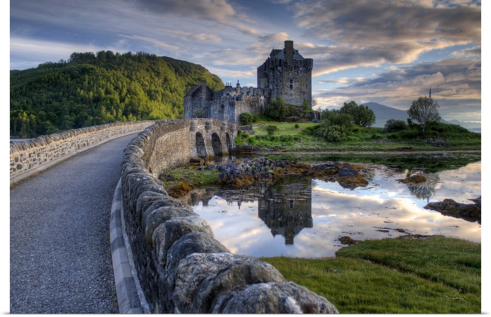 Castle in the countryside, Loch Duich sunset, Scotland.