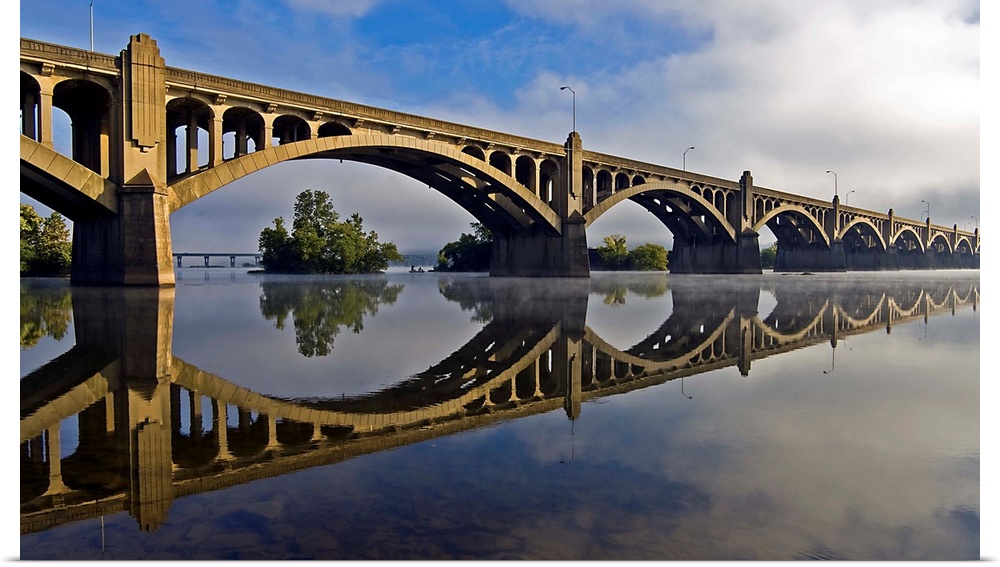 The historical concrete Wrightsville-Columbia bridge, Wrightsville, Pennsylvania.