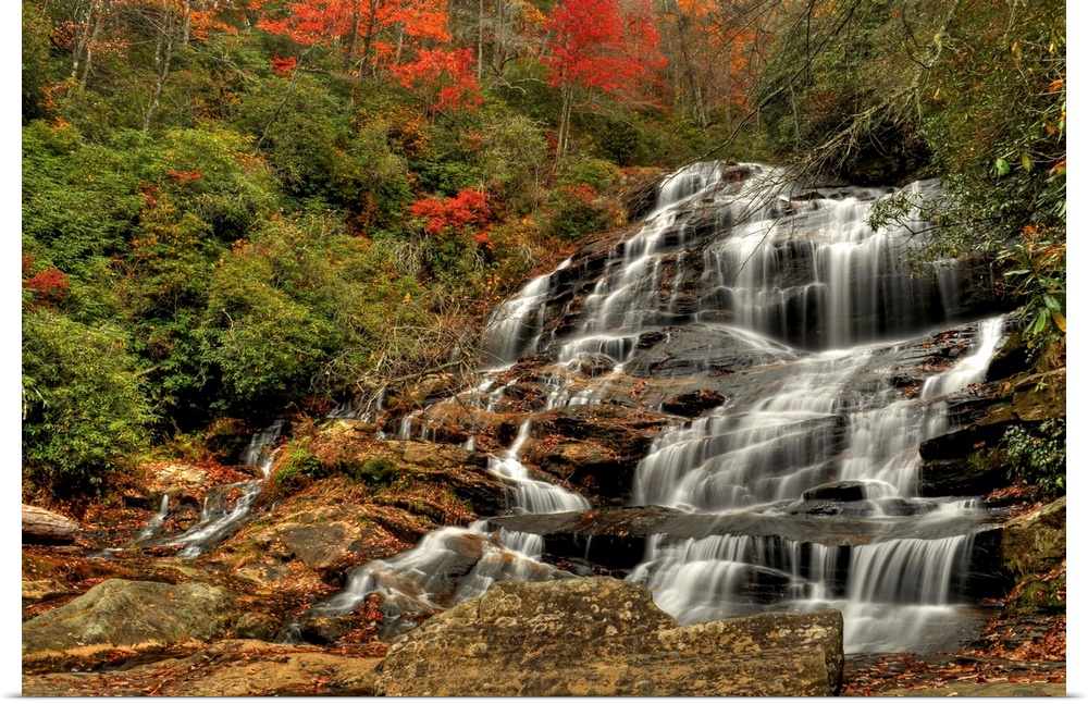 Waterfall in a forest, Glen Falls near Highland, North Carolina.