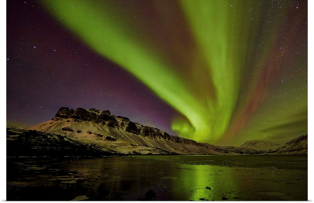 Aurora borealis in Hvalfordur, West Iceland.