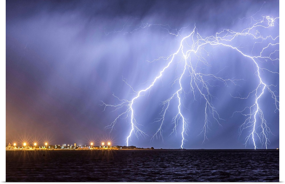 Lightning storm over Garden Island Navel Base, Rockingham, Australia.