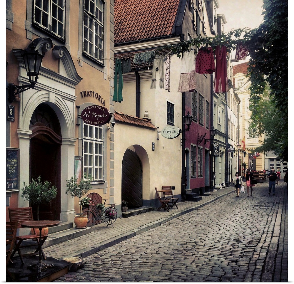A narrow street in Riga, Latvia