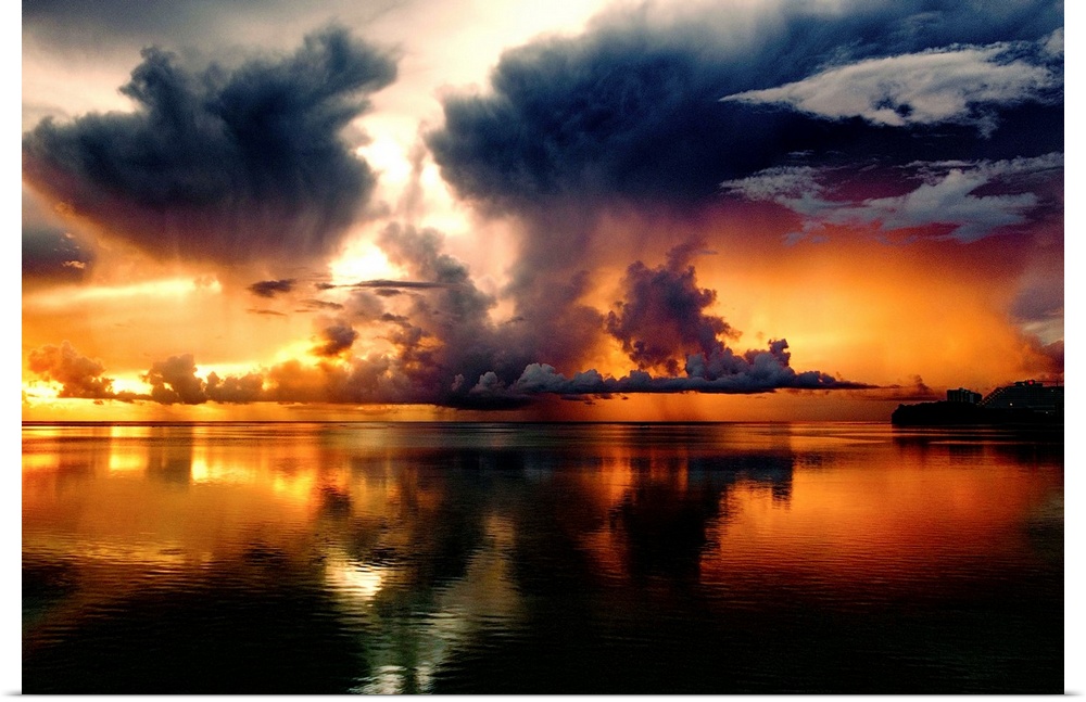 Dramatic clouds over the water at sunset in Guam.