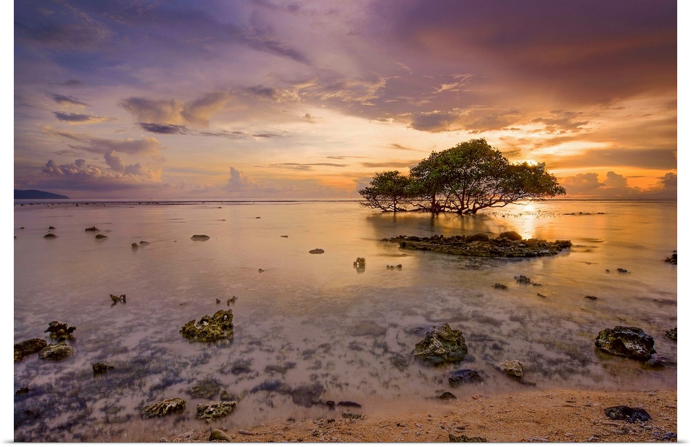 Twilight on a remote island, west Gili Trawangan, Lombok, Indonesia.
