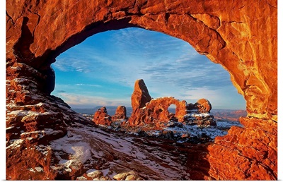 Turret Arch through the North Window Arch in Winter, Arches