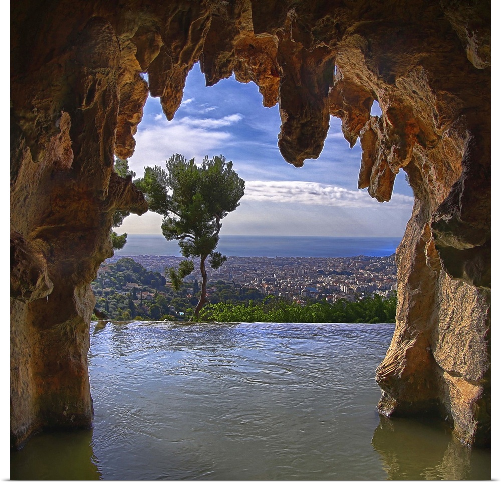Nice, France, as seen from inside a cave.
