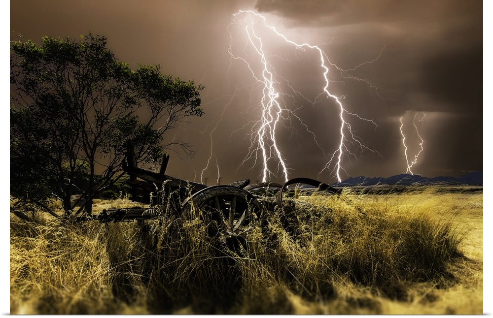 Lightning strikes in the countryside, Western Australia