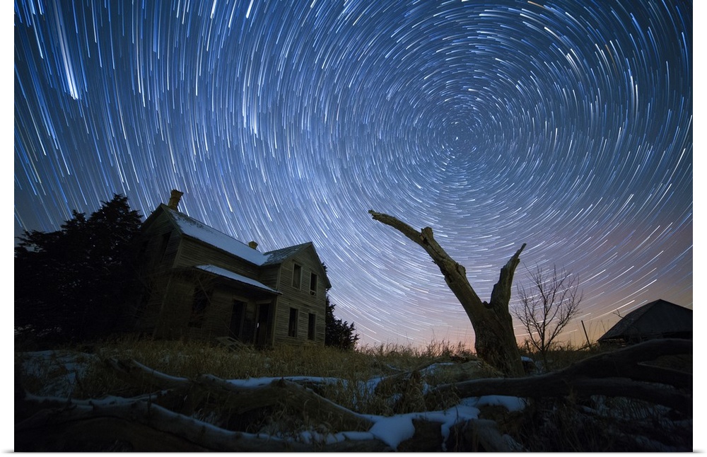 Star trails in Nebraska, a combination of 209 separate images.