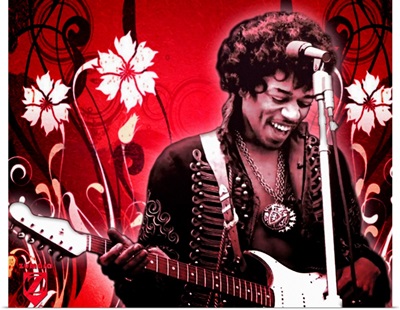 Jimi Hendrix Red Floral
