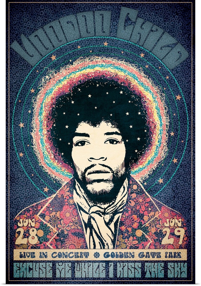 Jimi Hendrix Voodoo Child Tour poster for Golden Gate Park.