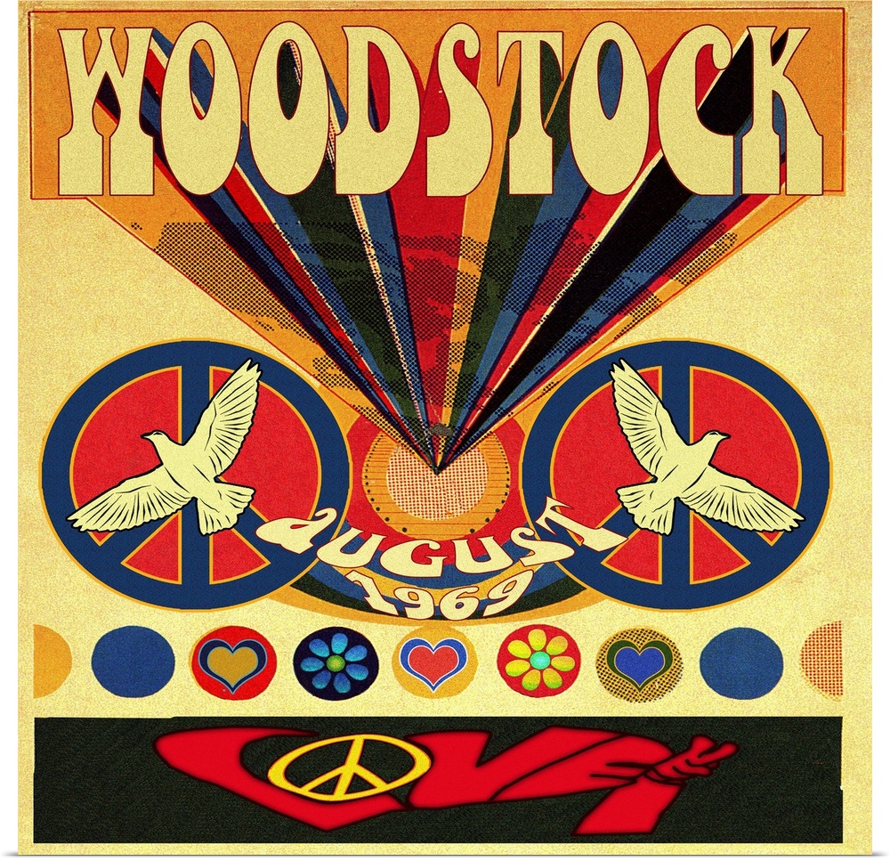 Woodstock Music Festival poster, August 1969