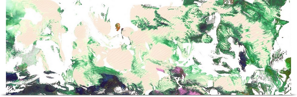 Abstract Green and Pink Garden Panorama by RD Riccoboni.