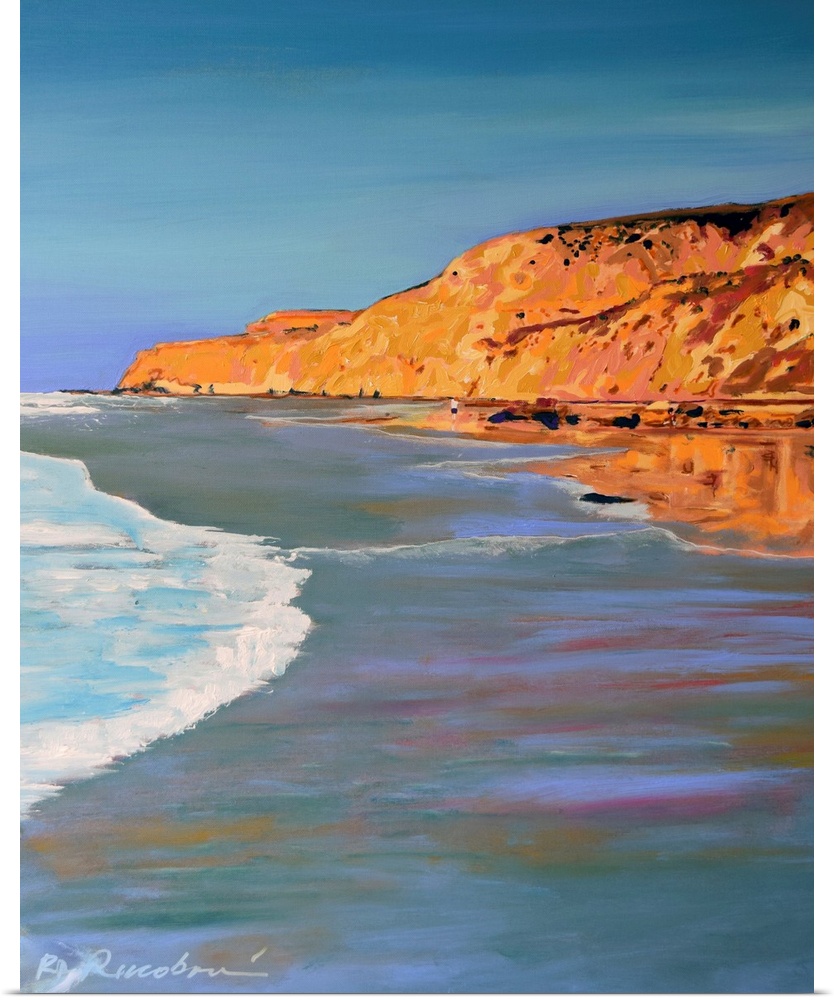 Blacks Beach Cliffs at Low Tide by RD Riccoboni. La Jolla San Diego, reflects into the shimmering sand beach as the waves ...