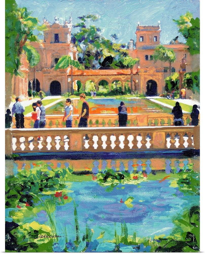 Bridge in the Park by RD Riccoboni. The reflectiong pool in the Spanish Colonial fantasy of Balboa Park in San Diego and t...