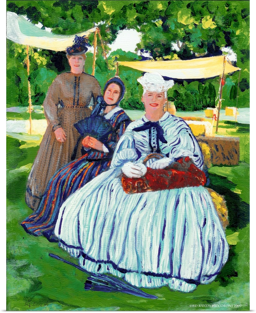 Friendly Ladies in the Park by RD Riccoboni. A scene from Old Town San Diego, California painted in the impressionist style.