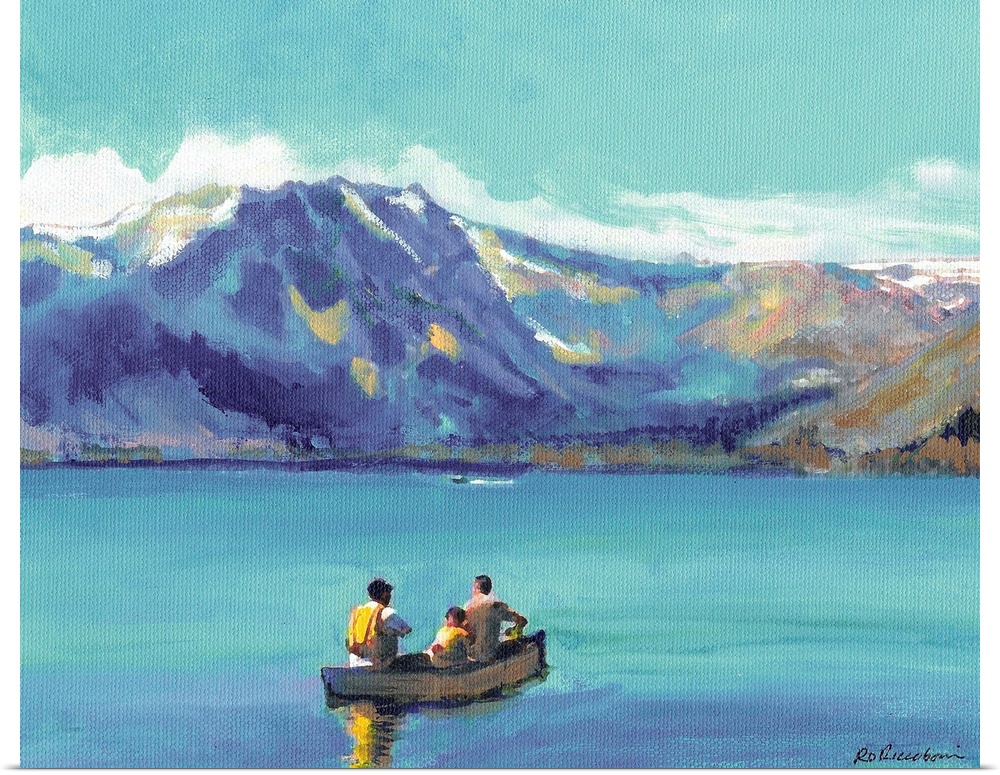 Gone Fishing on Lake Tahoe, California, acrylic painting on canvas by RD Riccoboni.  Beautiful Big Country picture from on...