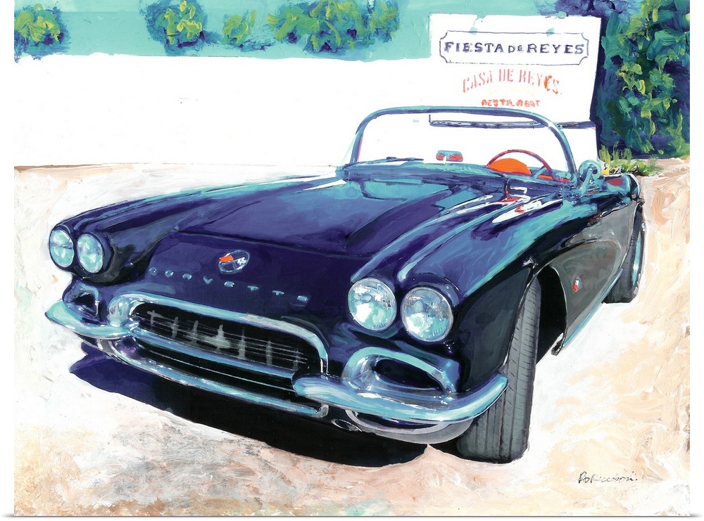 Harriet's Blue Chariot for Maximum Velocity painting by RD Riccoboni, acrylic on canvas.