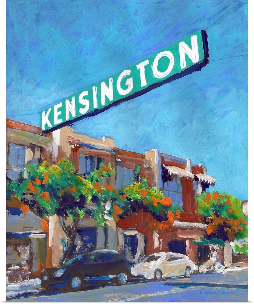 Kensington Sign on Adams Avenue San Diego California. One of the many famous neighborhood neon signs that identify the his...