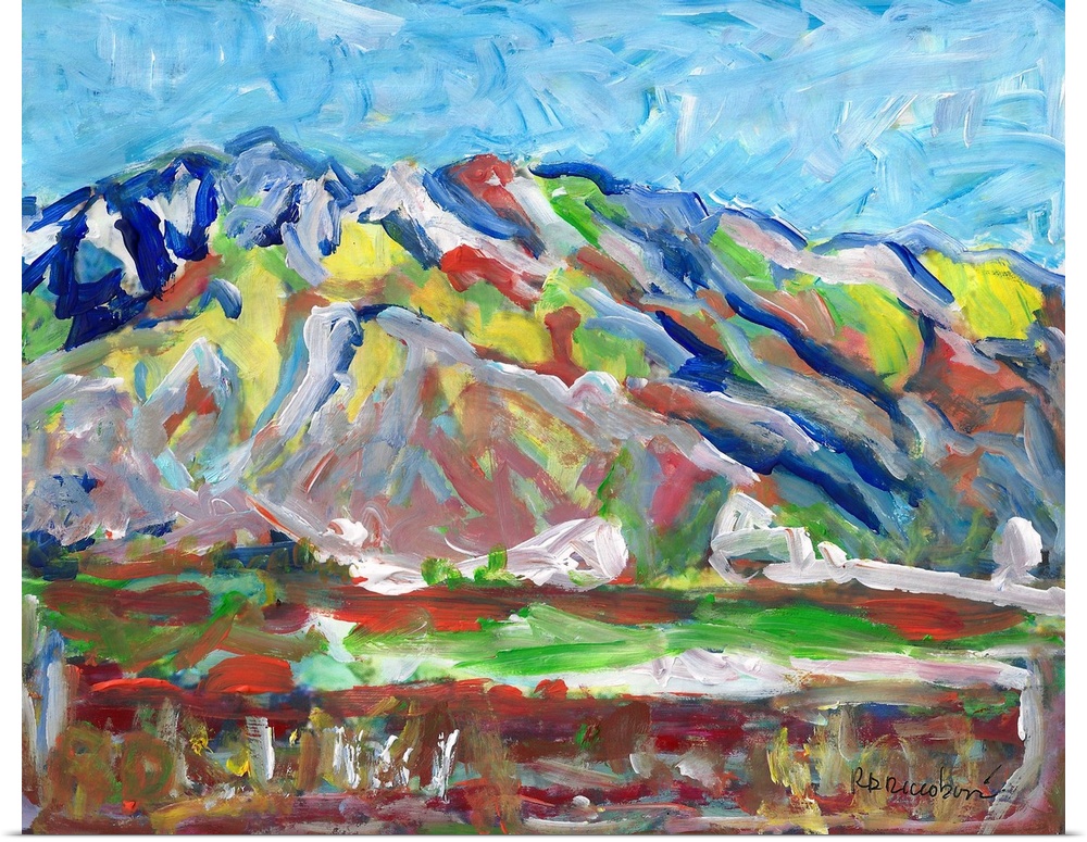 Palm Springs California Mt San Jacinto Spring Snow Abstract painting by RD Riccoboni