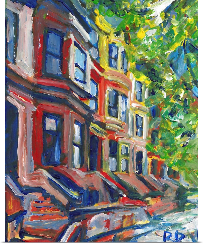 Row Houses Brooklyn, New York City by RD RIccoboni. Street scene.