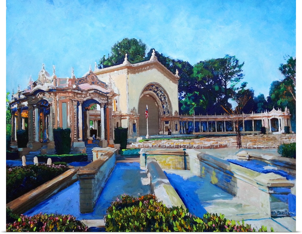Historic Spreckels Organ Pavilion Balboa Park San Diego, California, painting by RD Riccoboni.