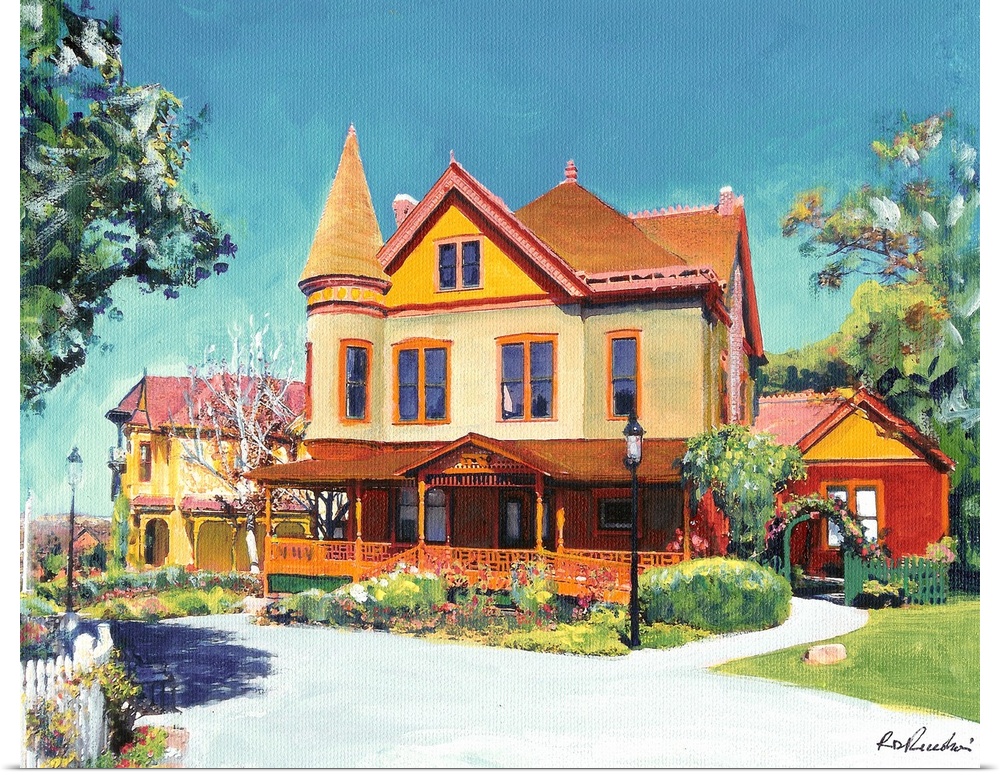 The Christian House Old Town San Diego painting by RD Riccoboni.  Located on Heritage Park Row off Juan street, this is a ...