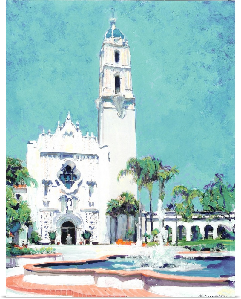 The Immaculata Chapel USD, University San Diego, California, painting by the California artist RD Riccoboni.