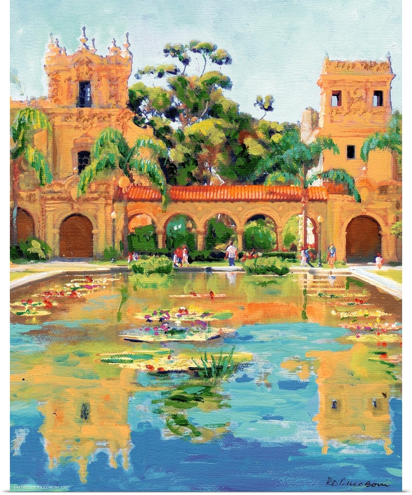 Two Towers in Balboa Park, San Diego, California by American artist RD Riccoboni. Beautiful architecture of America's Smit...