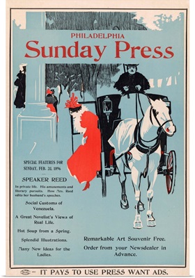 Advertisement for Philadelphia Sunday Press: February 2nd, 1896