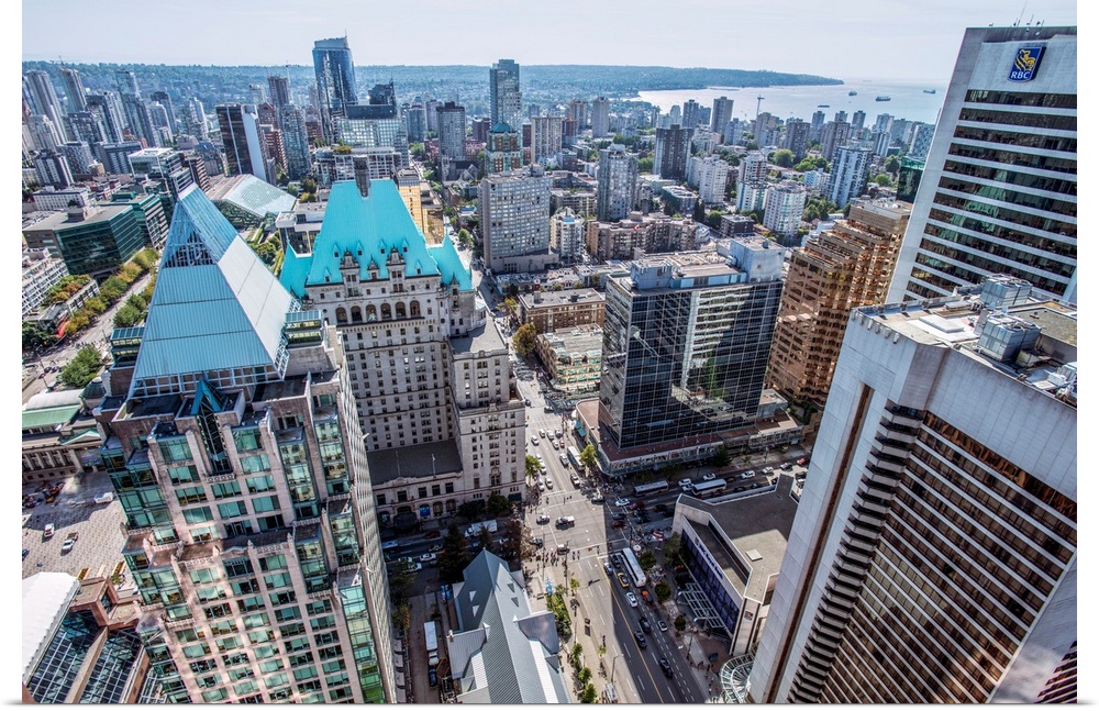 Aerial view of downtown Vancouver in British Columbia, Canada.