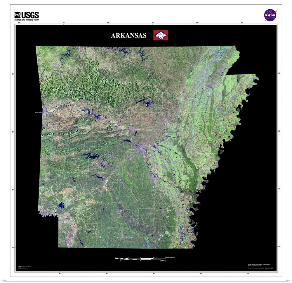 This image was created using Tri-Decadal Global Landsat Orthorectified ETM  Pan-Sharpened data, and draped with National E...