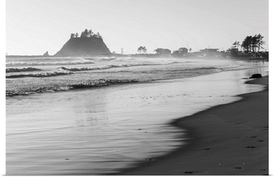 Black and White La Push Beach Shore, Washington, USA