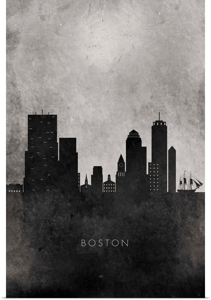 Skyline silhouette of Boston
