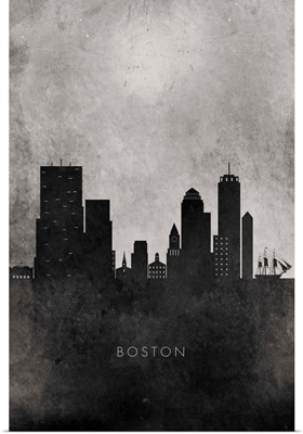 Black and White Minimalist Boston Skyline